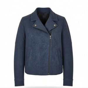 Ann Taylor Loft Moto Jacket Size M Dark Gray Pockets Snap Cuffs Zip Lined Soft